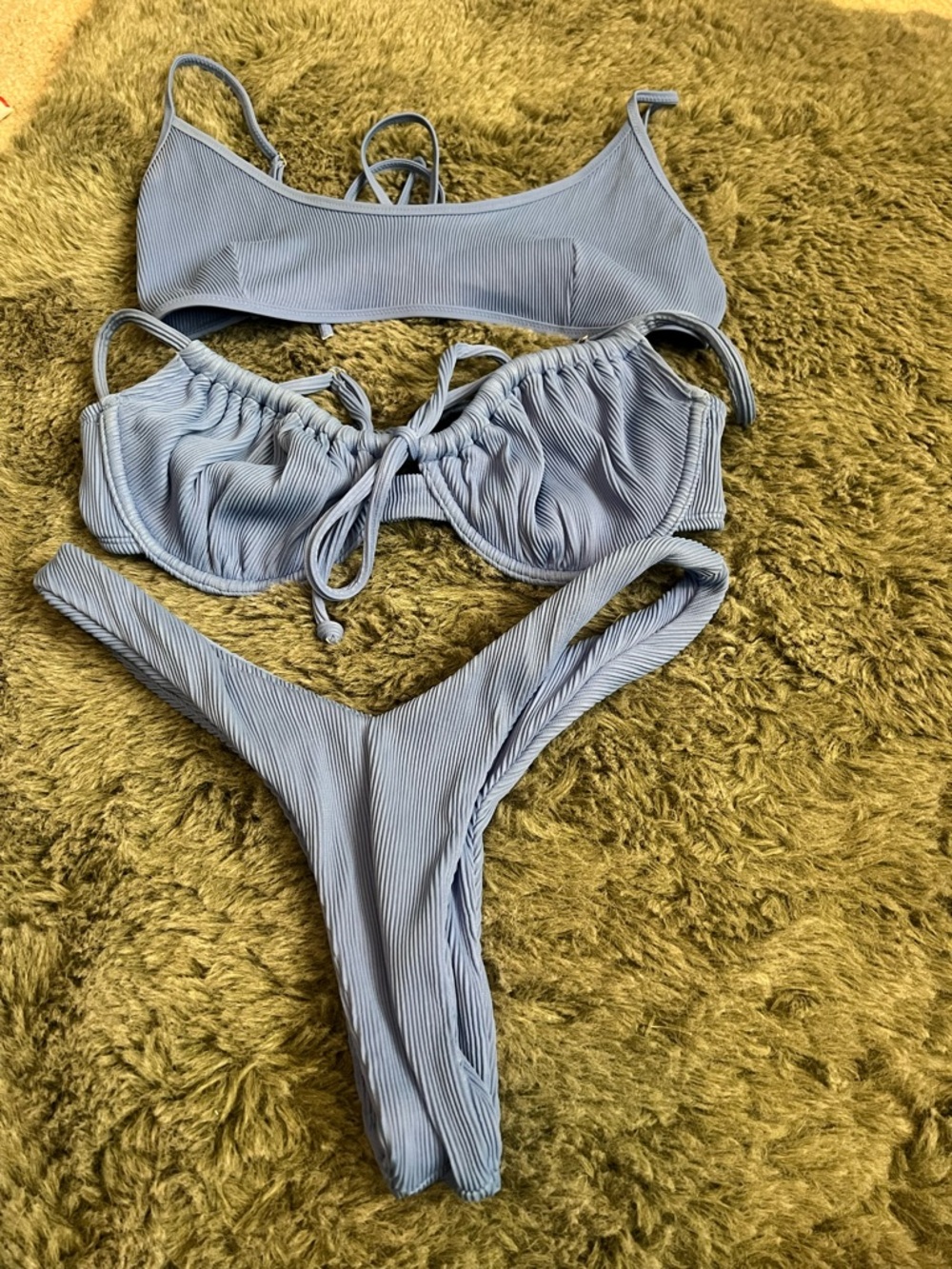 Kulani Kinis Ribbed Cheeky Underwire
Balconette Bikini Blue Large